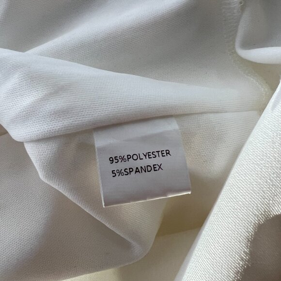 Sz M- NWT OWIN White Asymmetrical Neckline Side Split Sexy Bodycon‎ Midi Dress - Picture 13 of 15